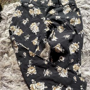 Floral black dress pants